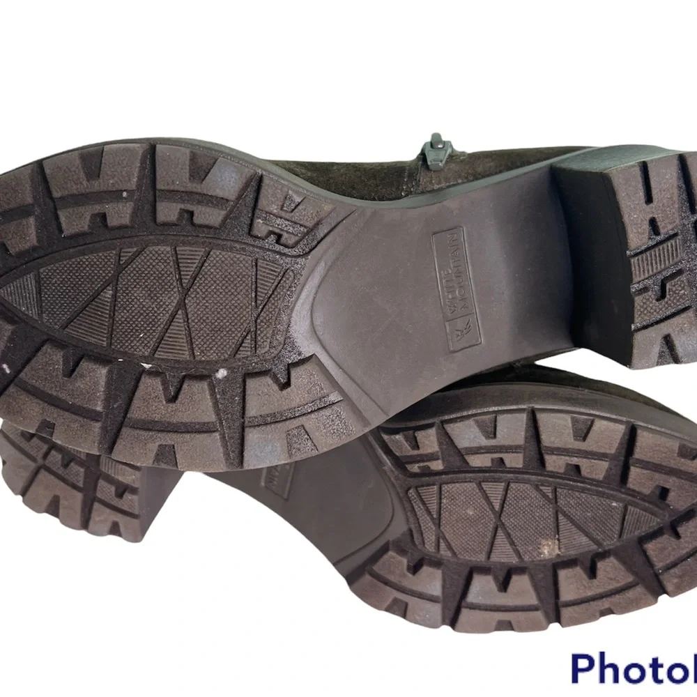 Women's WHITE MOUNTAIN Gilmour Double Buckled Army-Green Ankle Boots Lug Sole 9M - Picture 6 of 9